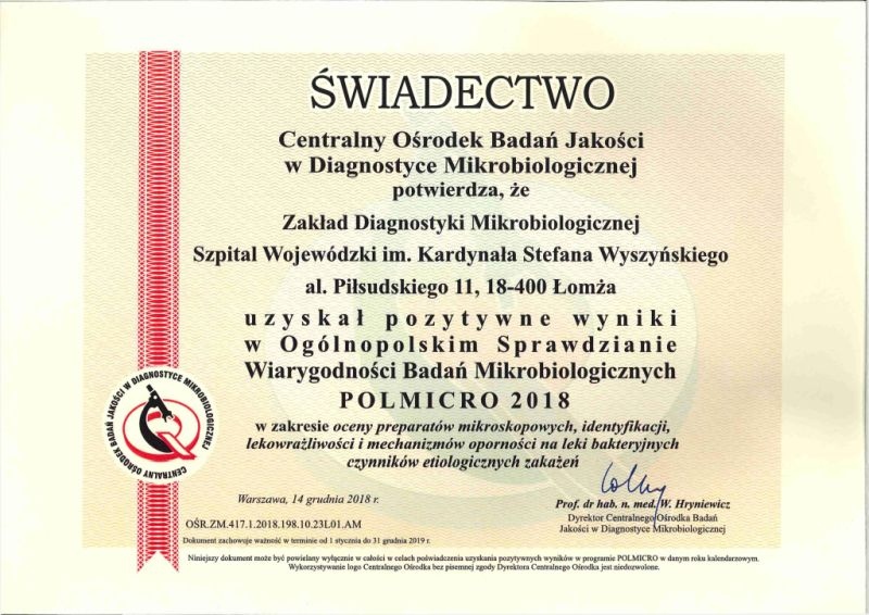 Zdjęcie do wiadomości Świadectwo Jakości Polmicro 2018 dla ZDM