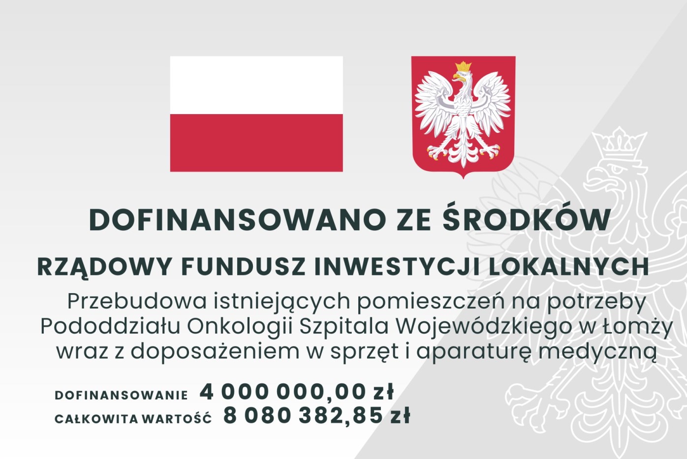 Zdjęcie do wiadomości Przebudowa istniejących pomieszczeń na potrzeby Pododdziału Onkologii Szpitala Wojewódzkiego w Łomży